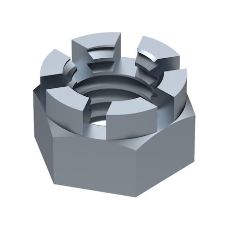 Huyett Slotted Locking Hex Nut 1-1/4x1-1/16 Steel Zinc Clear Trivalent NUTH01-1250-1062S3